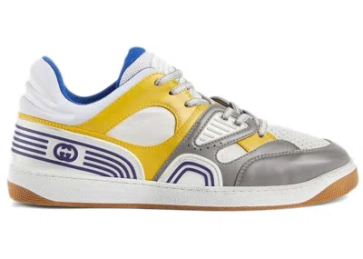 Pre-owned Gucci Men's  Basket Sneakers In Grey/yellow/blue