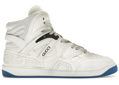 Pre-owned Gucci Men's  Basket Sneakers In White/blue