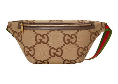 Pre-owned Gucci Men's  Belt Bag Jumbo Gg In Camel/ebony
