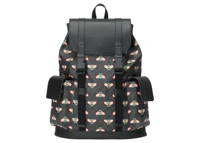 Pre-owned Gucci Men's  Bestiary Backpack With Bees Gg Supreme In Black