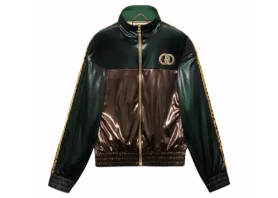 Pre-owned Gucci Men's  Bicolor Logo Jacket In Green/brown