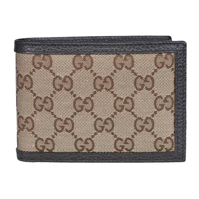 Pre-owned Gucci Men's  Bifold Wallet Gg Monogram Beige/ebony In Beige Ebony In Multi