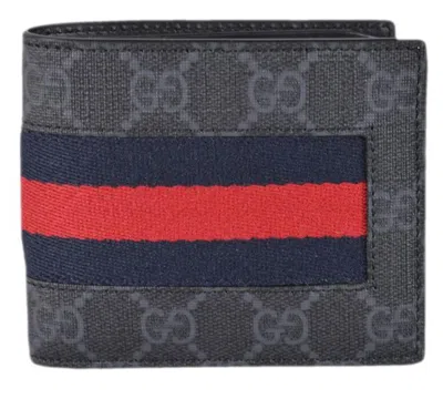 Pre-owned Gucci Men's  Bifold Wallet Gg Supreme Web In Black