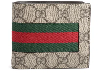 Pre-owned Gucci Men's  Bifold Wallet Gg Supreme Web In Brown