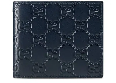 Pre-owned Gucci Men's  Bifold Wallet Signature In Blue