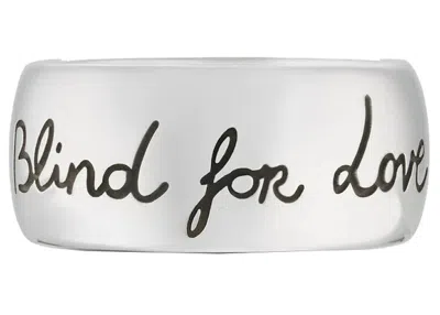 Pre-owned Gucci Men's  Blind For Love Ring Wide In Silver
