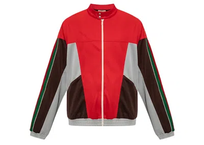 Pre-owned Gucci Men's  Block Zip Up Jacket In Red/green/brown