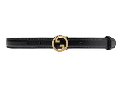 Pre-owned Gucci Men's  Blondie Belt Thin In Black