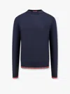 Gucci Blue Crewneck Sweater With Web Trims In Wool Man In Blue