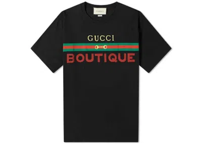 Pre-owned Gucci Men's  Boutique Print Cotton T-shirt In Black