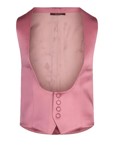 Pre-owned Gucci Men's  Buttonup Satin Vest In Pink