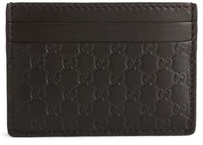 Pre-owned Gucci Men's  Card Case Microssima In Black