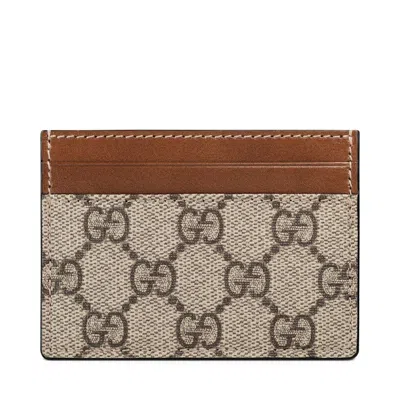 Pre-owned Gucci Men's  Card Case Supreme In Beige