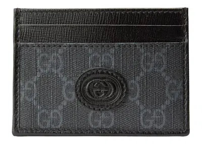 Pre-owned Gucci Men's  Card Case With Interlocking G In Black