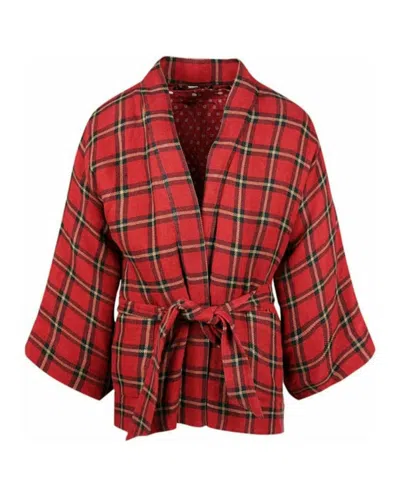 Pre-owned Gucci Men's  Checked Kimono Jacket In Red/black In Multi