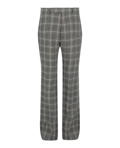 Pre-owned Gucci Men's  Checkered Straightleg Trousers In Grey Beige
