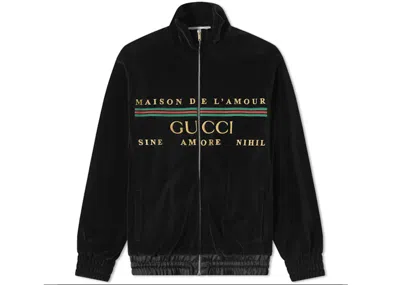 Pre-owned Gucci Men's  Chenille Embroidered Track Jacket In Black