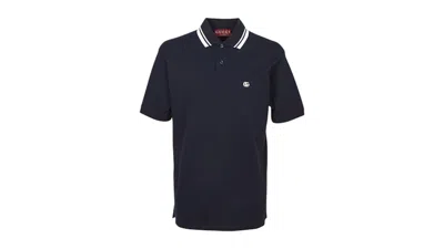 Pre-owned Gucci Men's  Collar Short Sleeve T-shirt In Navy Blue