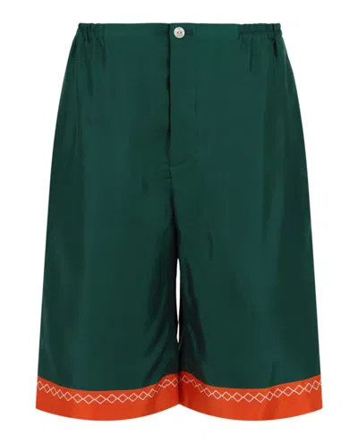 Pre-owned Gucci Men's  Colorblock Silk Shorts In Green
