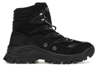 Pre-owned Gucci Men's  Contrastpanel Laceup Boot Sneakers In Black