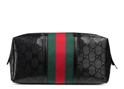Pre-owned Gucci Men's  Cosmetic Case Imprime Web Large In Black Red Green In Multi
