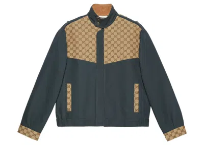Pre-owned Gucci Men's  Cotton Canvas Gg Supreme Jacket In Dark Grey In Gray