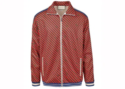 Pre-owned Gucci Men's  Diagonal Stripe Track Jacket In Red/green