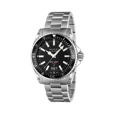Pre-owned Gucci Men's  Dive 561681 I1600 1402 Watch In Stainless Steel In Silver