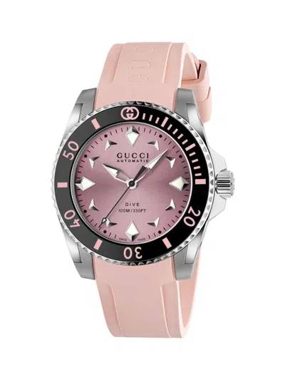 Gucci Men's  Dive Stainless Steel, Ceramic & Rubber Strap Watch/36mm In Pink