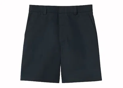Pre-owned Gucci Men's  Double Cotton Twill Web Shorts In Dark Blue