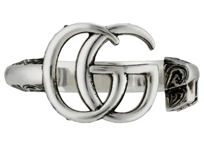 Pre-owned Gucci Men's  Double G Key Ring In Silver