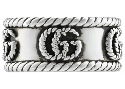 Pre-owned Gucci Men's  Double G Ring In Silver