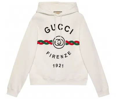 Pre-owned Gucci Men's  Firenze Popover Hoody In White