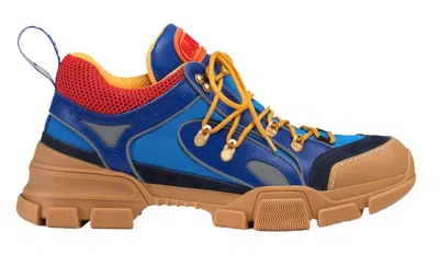 Pre-owned Gucci Men's  Flashtrek Sega Suede Sneakers In Blue/red/yellow In Multi