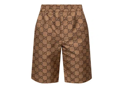 Pre-owned Gucci Men's  Gg Allover Ripstop Shorts In Beige In Sand