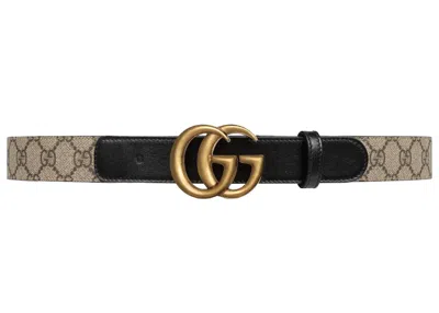 Pre-owned Gucci Men's  Gg Belt Double G Buckle 1 Width In Black
