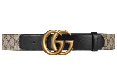 Pre-owned Gucci Men's  Gg Belt Double G Buckle 1.5 Width In Black