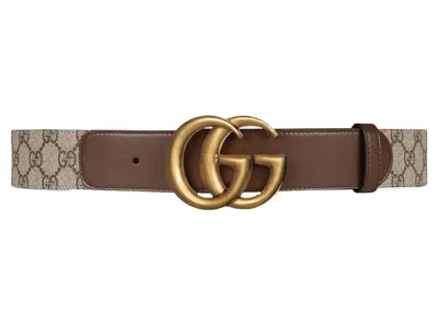 Pre-owned Gucci Men's  Gg Belt Double G Buckle 1.5 Width In Brown