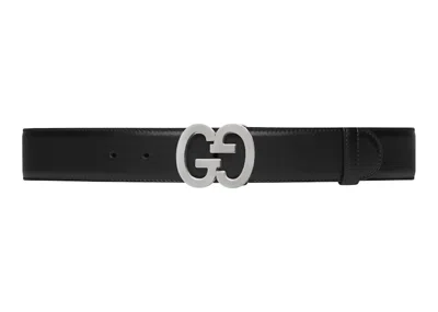 Pre-owned Gucci Men's  Gg Buckle Wide Belt In Black