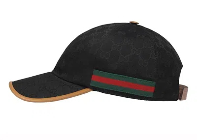 Pre-owned Gucci Men's  Gg Canvas Baseball Cap In Black/beige