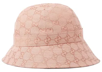Pre-owned Gucci Men's  Gg Canvas Bucket Hat In Pink