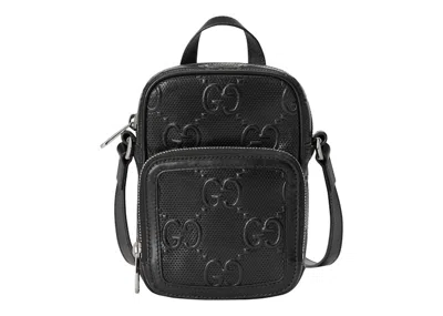 Pre-owned Gucci Men's  Gg Embossed Bag Mini In Black