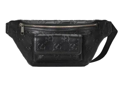 Pre-owned Gucci Men's  Gg Embossed Belt Bag In Black