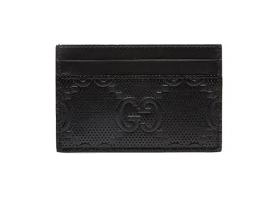 Pre-owned Gucci Men's  Gg Embossed Card Case In Black
