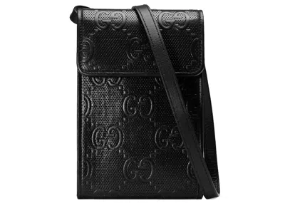 Pre-owned Gucci Men's  Gg Embossed Mini Bag In Black