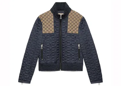 Pre-owned Gucci Men's  Gg Fabric Quilted Jacket In Blue