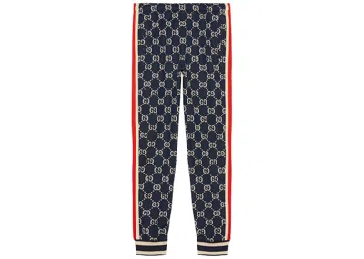 Pre-owned Gucci Men's  Gg Jacquard Jogging Pant In Blue/ivory