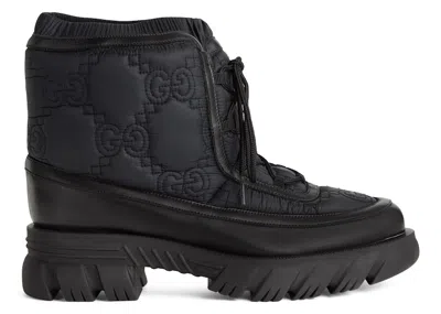 Pre-owned Gucci Men's  Gg Lace Up Ankle Boot Sneakers In Black