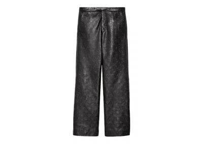 Pre-owned Gucci Men's  Gg Leather Pant In Black