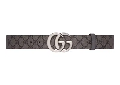 Pre-owned Gucci Men's  Gg Marmont Reversible Belt In Grey/black